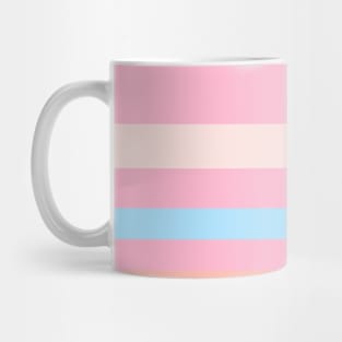 A singular collection of Fresh Air, Soft Blue, Little Girl Pink, Very Light Pink and Melon stripes. Mug